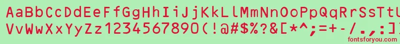 OcrBRegular Font – Red Fonts on Green Background