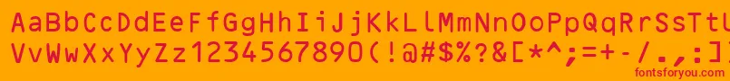OcrBRegular-Schriftart – Rote Schriften auf orangefarbenem Hintergrund