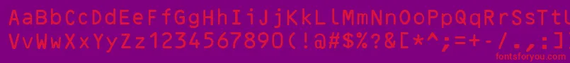 フォントOcrBRegular – 紫の背景に赤い文字