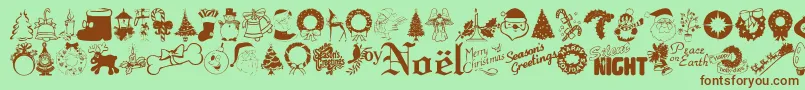 Xmastyme1 Font – Brown Fonts on Green Background