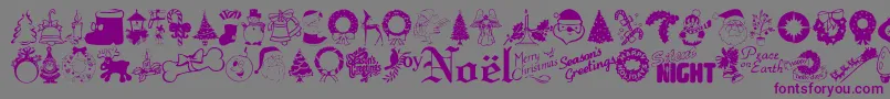 Xmastyme1-Schriftart – Violette Schriften auf grauem Hintergrund