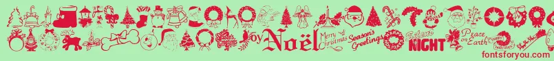 Xmastyme1-Schriftart – Rote Schriften auf grünem Hintergrund