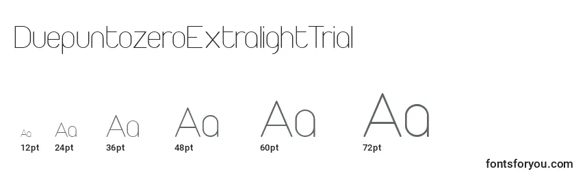 DuepuntozeroExtralightTrial Font Sizes