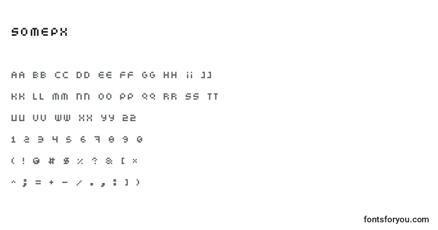 Czcionka Somepx – alfabet, cyfry, specjalne znaki