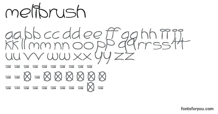 Schriftart MeliBrush – Alphabet, Zahlen, spezielle Symbole