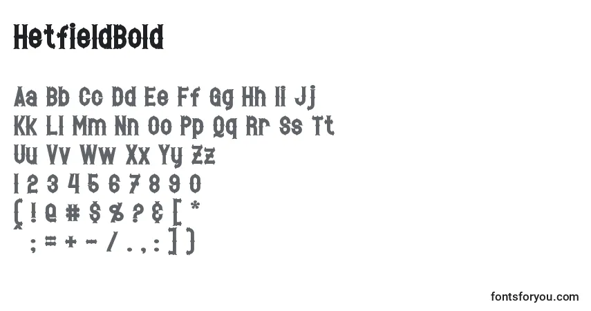 Czcionka HetfieldBold – alfabet, cyfry, specjalne znaki