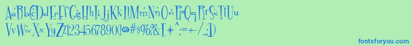 Fontdinerdotcom Sparkly Font – Blue Fonts on Green Background