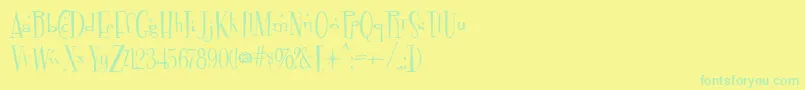フォントFontdinerdotcom Sparkly – 黄色い背景に緑の文字