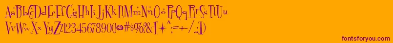 Fontdinerdotcom Sparkly Font – Purple Fonts on Orange Background