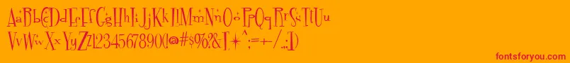 Fontdinerdotcom Sparkly Font – Red Fonts on Orange Background