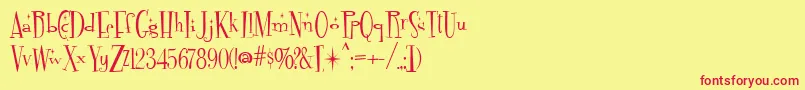 フォントFontdinerdotcom Sparkly – 赤い文字の黄色い背景