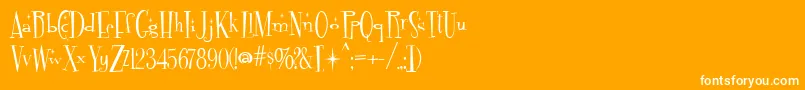 Fontdinerdotcom Sparkly Font – White Fonts on Orange Background