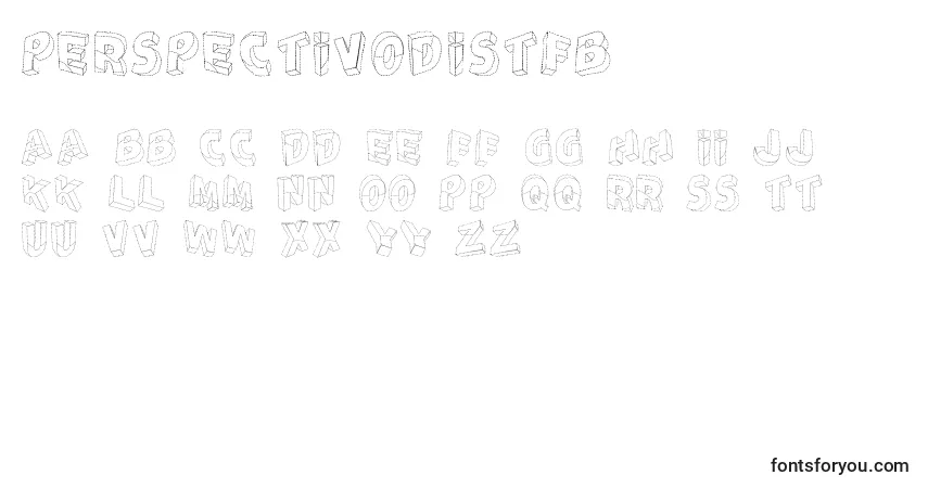 Шрифт PerspectivoDisTfb – алфавит, цифры, специальные символы