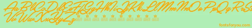 CrystalPersonalUse-Schriftart – Orangefarbene Schriften auf grünem Hintergrund