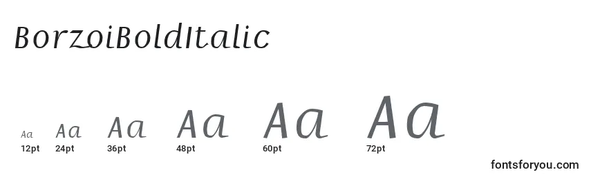 Größen der Schriftart BorzoiBoldItalic