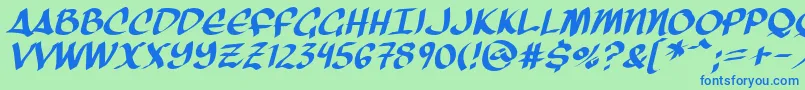 ThreeArrowsItalic Font – Blue Fonts on Green Background