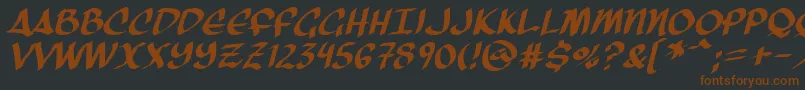 ThreeArrowsItalic-fontti – ruskeat fontit mustalla taustalla