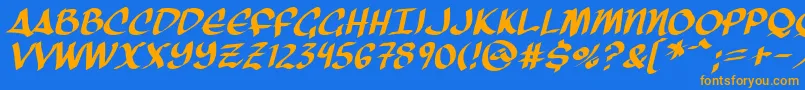 ThreeArrowsItalic Font – Orange Fonts on Blue Background