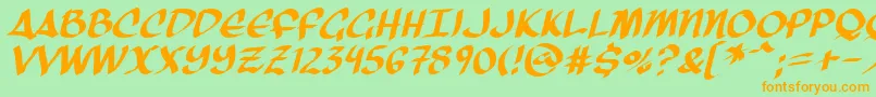 ThreeArrowsItalic Font – Orange Fonts on Green Background