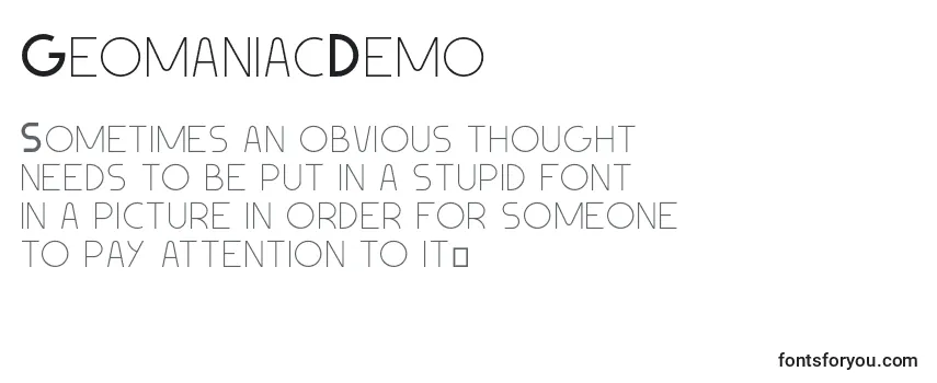 Review of the GeomaniacDemo Font
