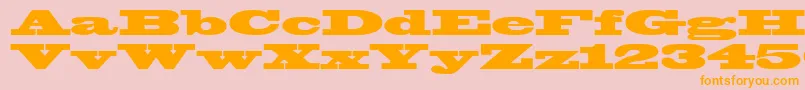フォントBlackoak – オレンジの文字がピンクの背景にあります。
