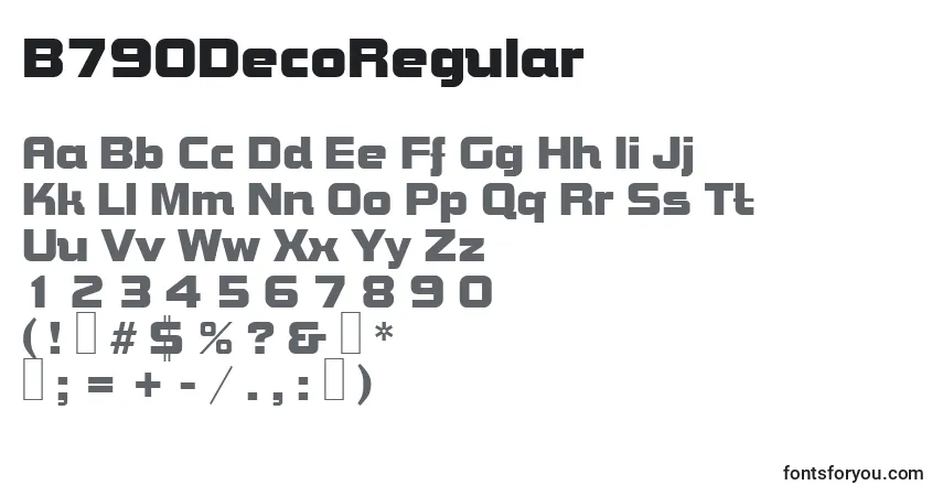 Schriftart B790DecoRegular – Alphabet, Zahlen, spezielle Symbole