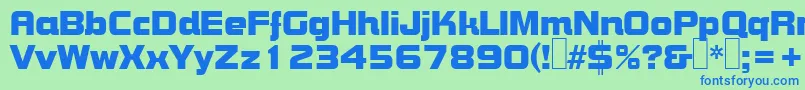B790DecoRegular-Schriftart – Blaue Schriften auf grünem Hintergrund