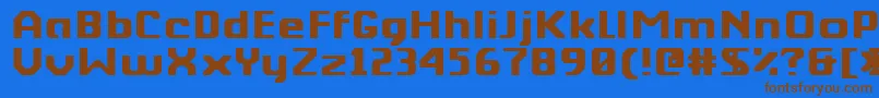 フォントKkberktp – 茶色の文字が青い背景にあります。