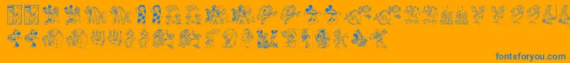 DisneyFamily1-Schriftart – Blaue Schriften auf orangefarbenem Hintergrund