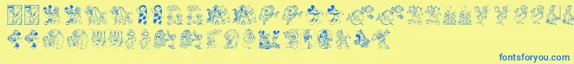 DisneyFamily1 Font – Blue Fonts on Yellow Background