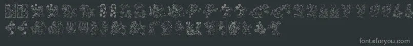 Fonte DisneyFamily1 – fontes cinzas em um fundo preto