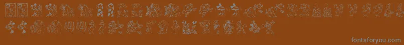 DisneyFamily1-fontti – harmaat kirjasimet ruskealla taustalla