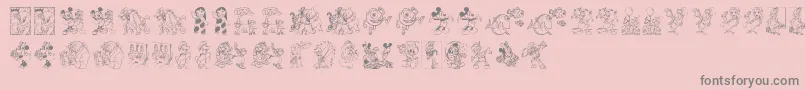DisneyFamily1-fontti – harmaat kirjasimet vaaleanpunaisella taustalla