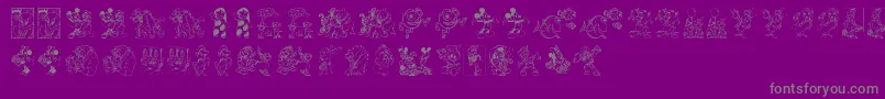 フォントDisneyFamily1 – 紫の背景に灰色の文字