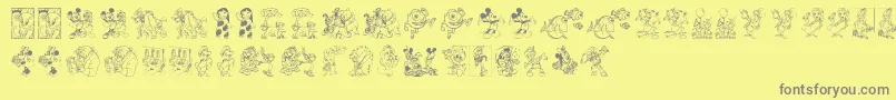 DisneyFamily1 Font – Gray Fonts on Yellow Background