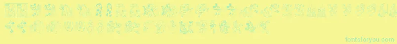 Шрифт DisneyFamily1 – зелёные шрифты на жёлтом фоне