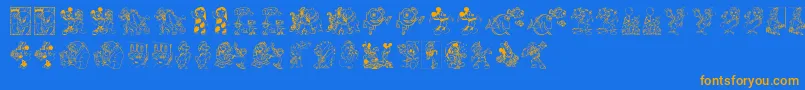 DisneyFamily1-Schriftart – Orangefarbene Schriften auf blauem Hintergrund
