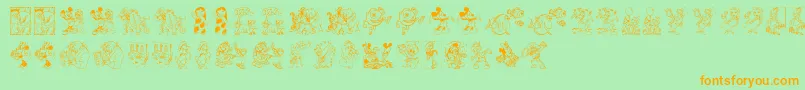 DisneyFamily1 Font – Orange Fonts on Green Background