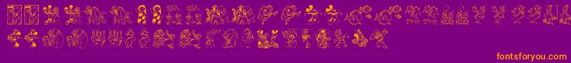 Шрифт DisneyFamily1 – оранжевые шрифты на фиолетовом фоне