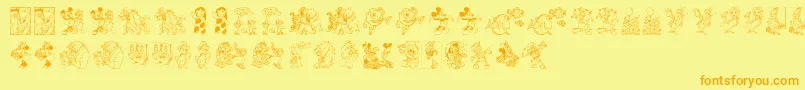 DisneyFamily1 Font – Orange Fonts on Yellow Background