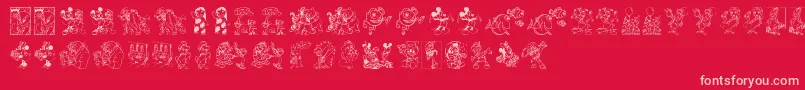 DisneyFamily1-Schriftart – Rosa Schriften auf rotem Hintergrund