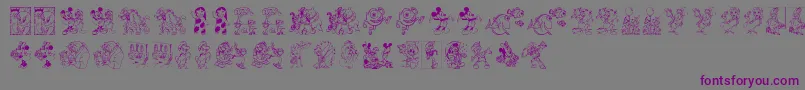 DisneyFamily1 Font – Purple Fonts on Gray Background