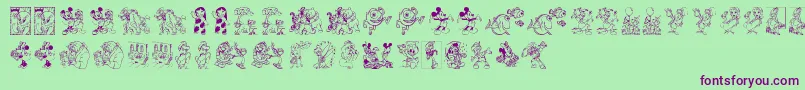 DisneyFamily1 Font – Purple Fonts on Green Background