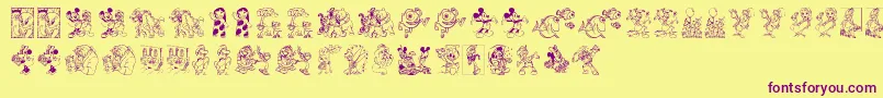 DisneyFamily1 Font – Purple Fonts on Yellow Background