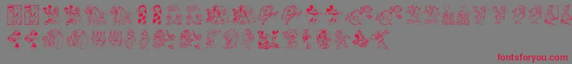 フォントDisneyFamily1 – 赤い文字の灰色の背景