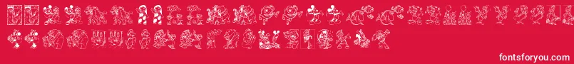 Więcej informacji o czcionce DisneyFamily1 Czcionka DisneyFamily1 – białe czcionki na czerwonym tle