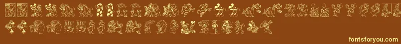 DisneyFamily1 Font – Yellow Fonts on Brown Background