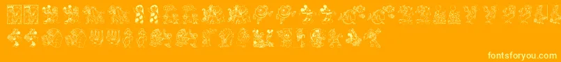 DisneyFamily1 Font – Yellow Fonts on Orange Background