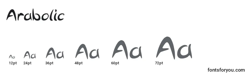 Größen der Schriftart Arabolic