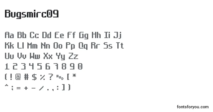 Schriftart Bugsmirc09 – Alphabet, Zahlen, spezielle Symbole